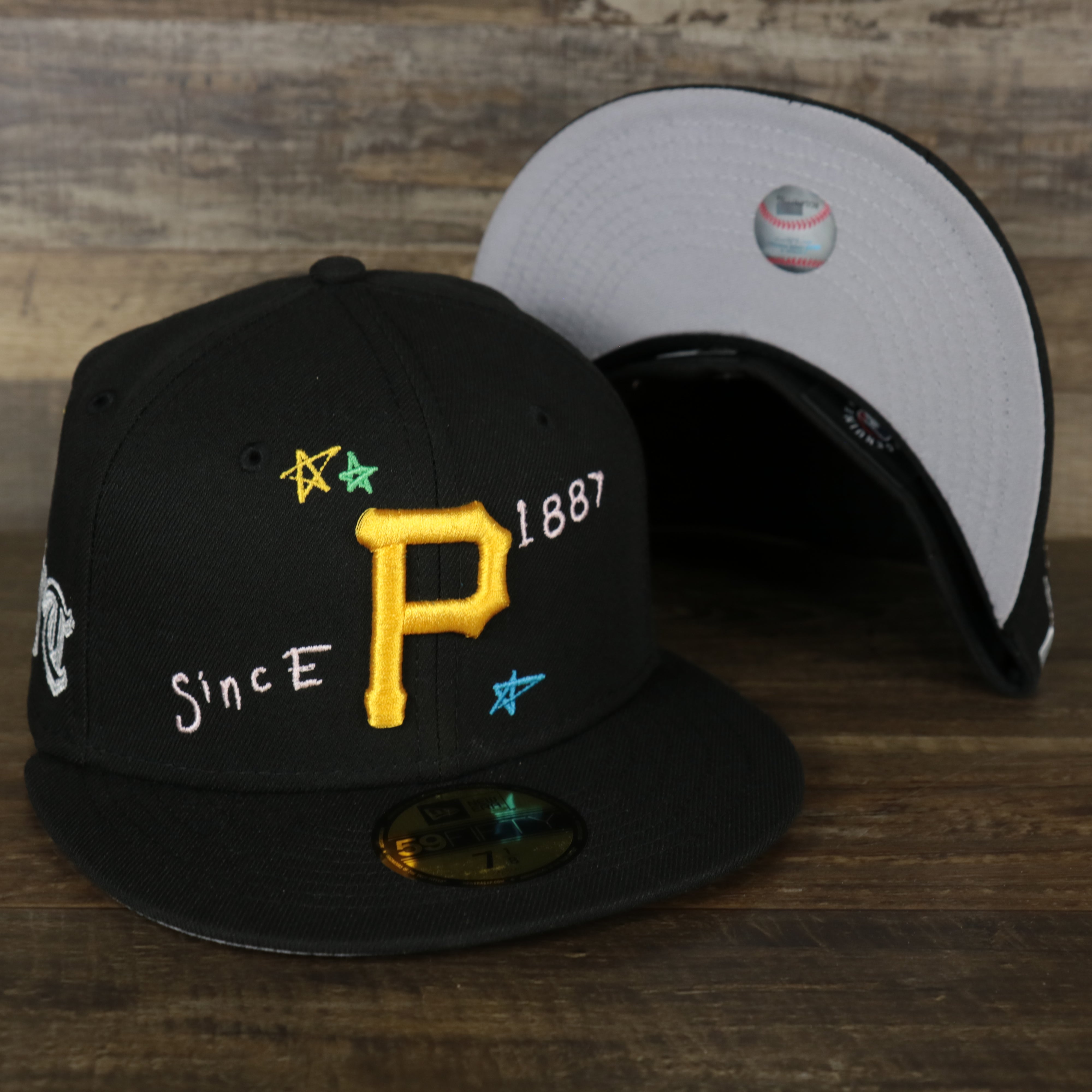 Pittsburgh Pirates “Scribble” Side Patch Gray Bottom 59Fifty Fitted Cap | Black