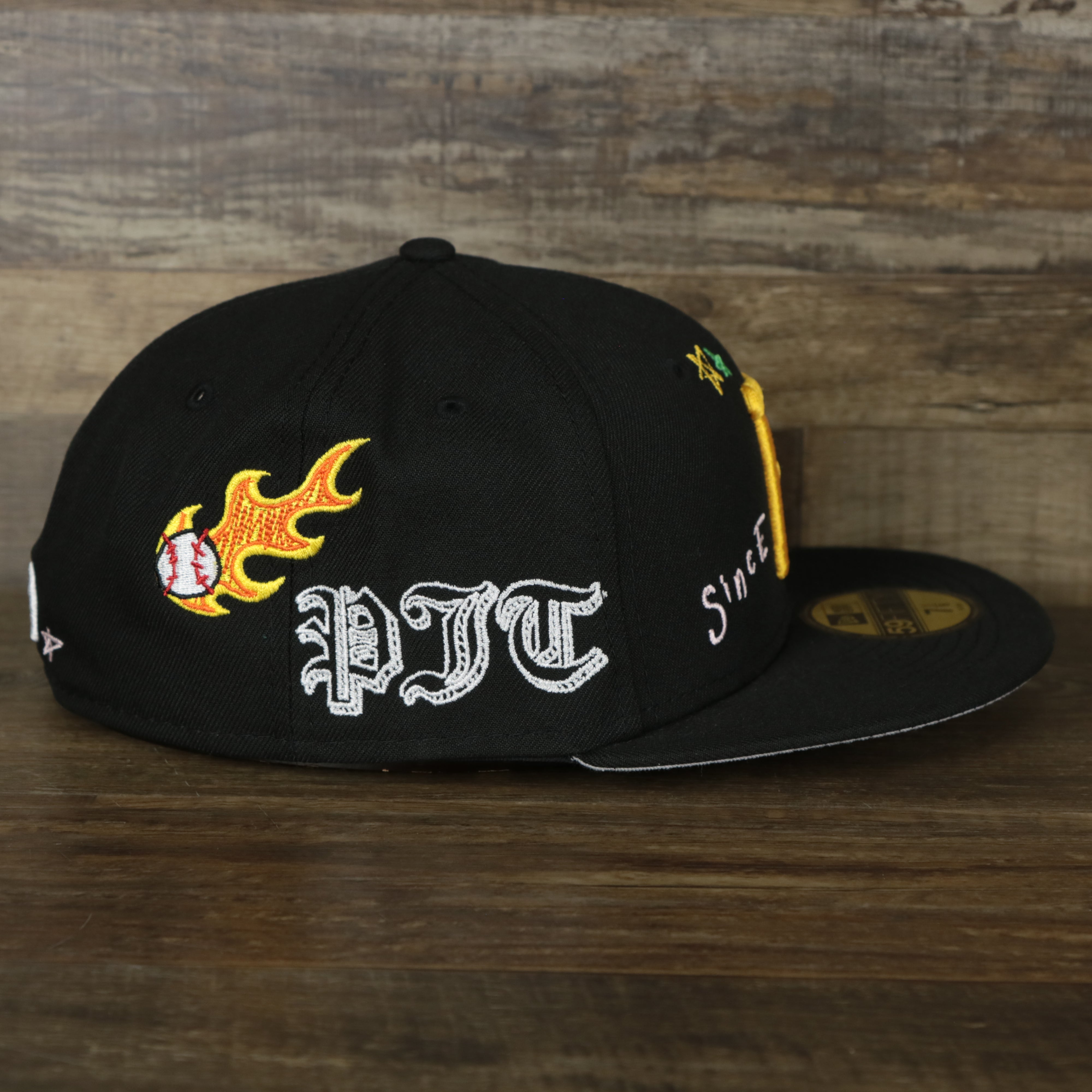 Pittsburgh Pirates “Scribble” Side Patch Gray Bottom 59Fifty Fitted Cap | Black