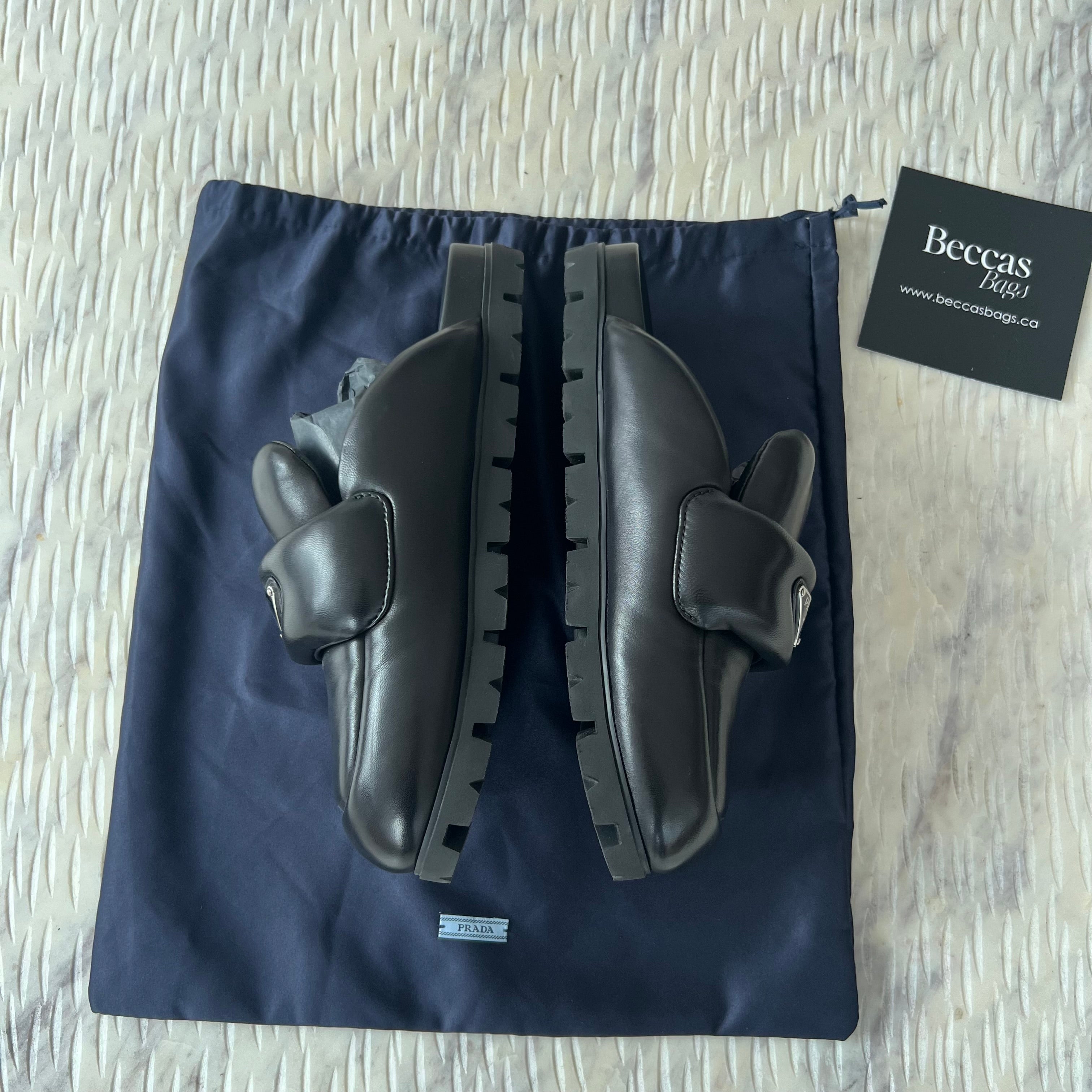 Prada Soft padded nappa leather sabots