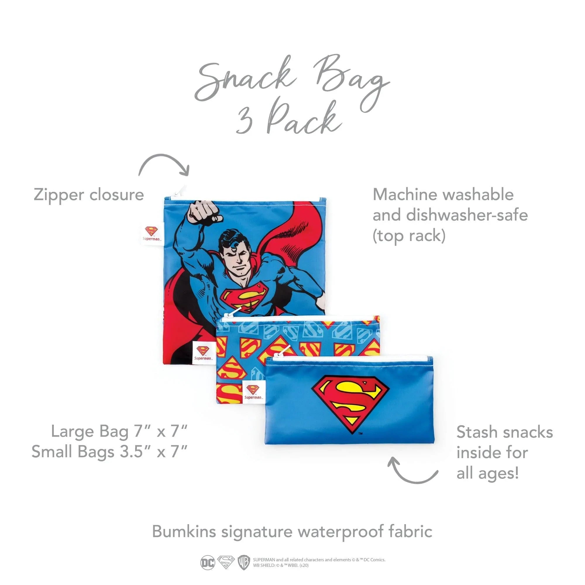 Reusable Snack Bag, 3-Pack: Superman