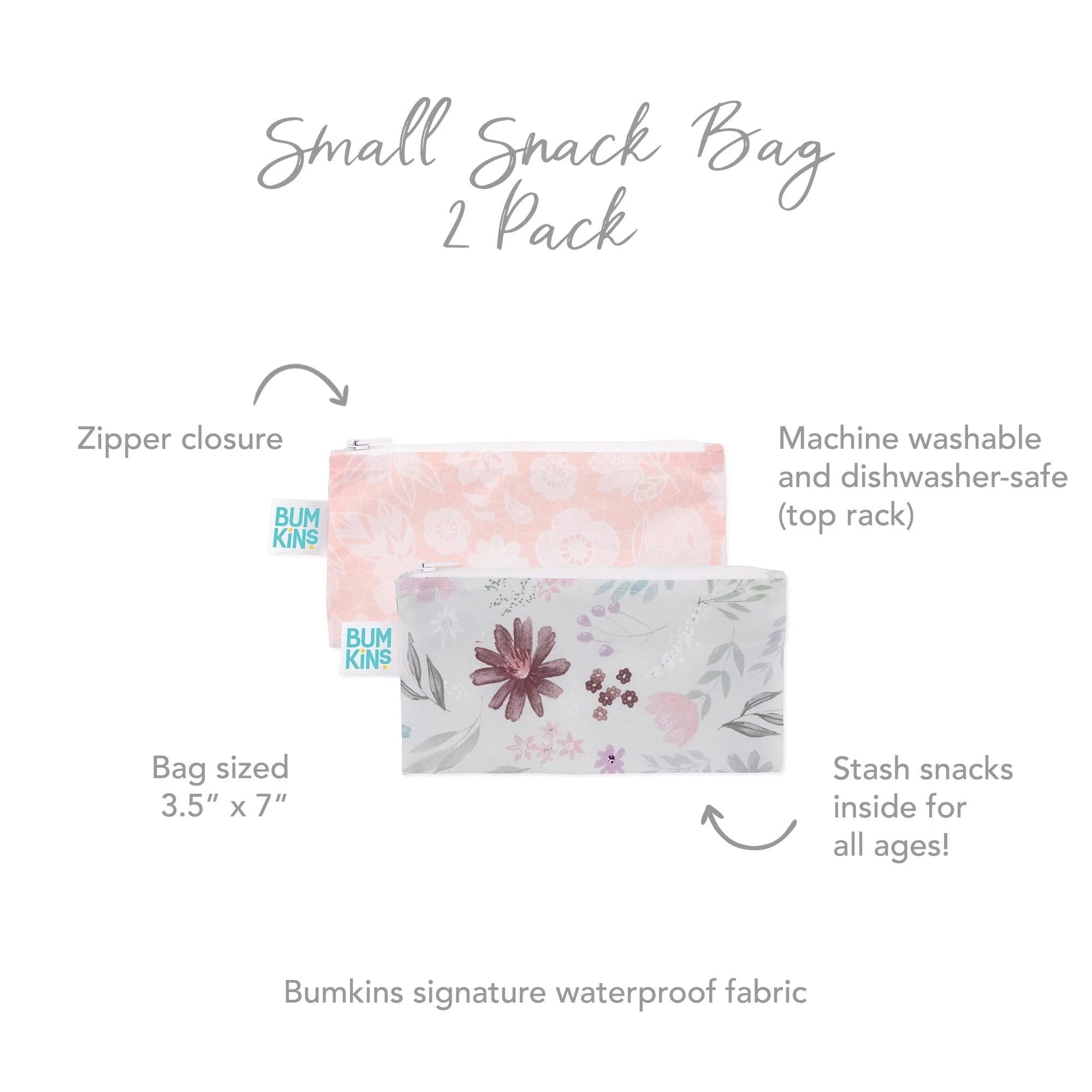 Reusable Snack Bag, Small 2-Pack: Floral & Lace