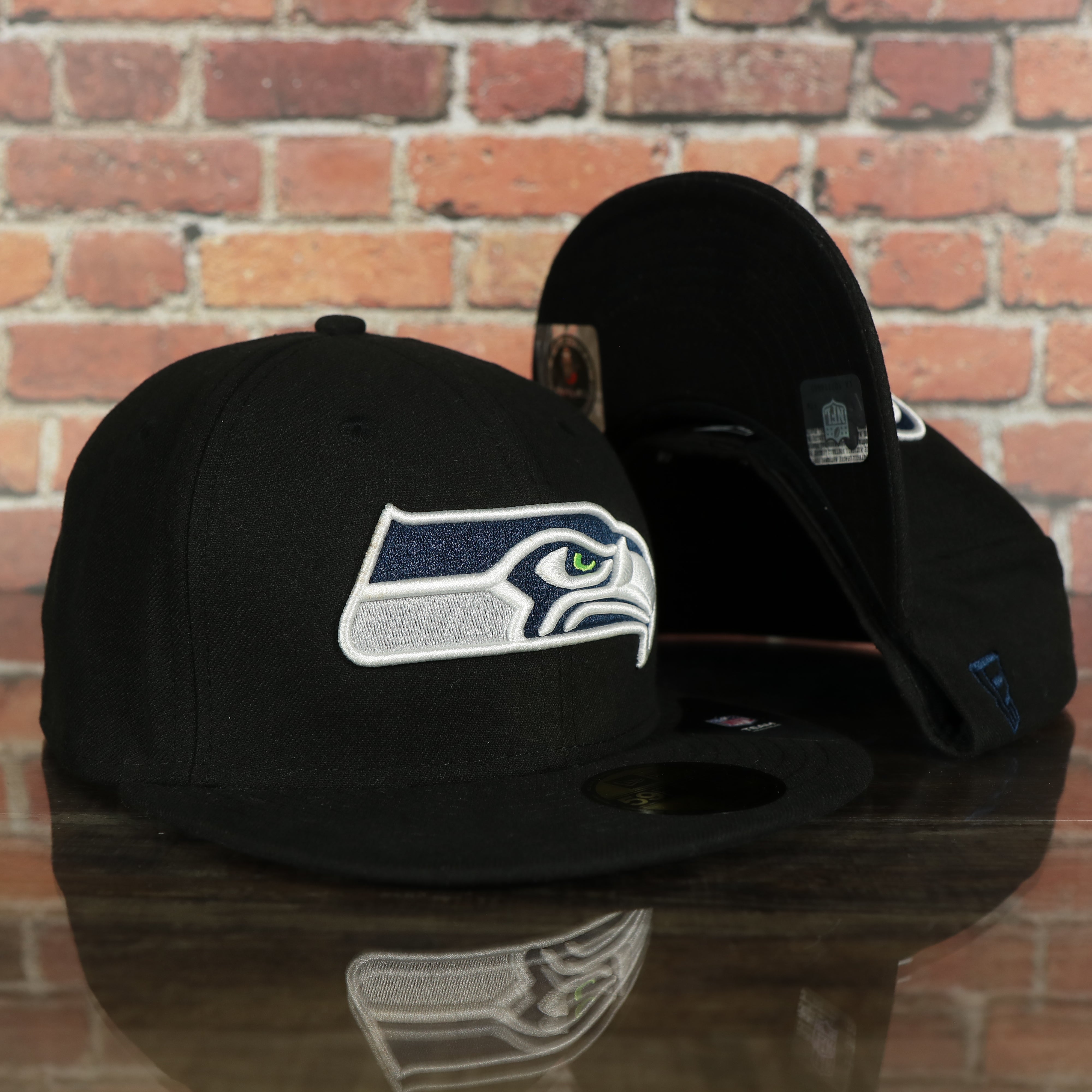 Seattle Seahawks Black Underbrim 59Fifty Fitted Cap | Black Fitted Cap