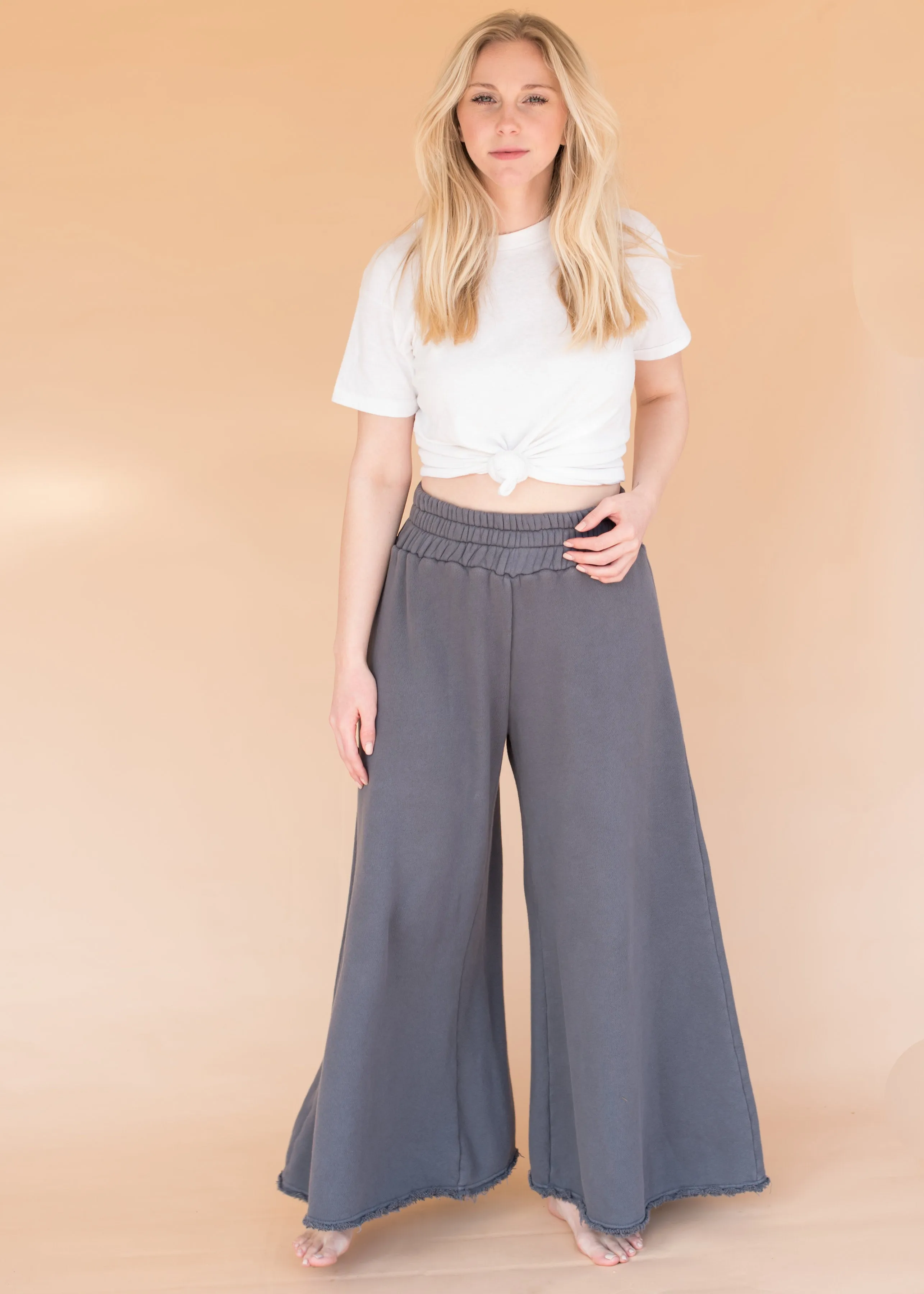 Women’s High-Waisted Grey Wide Leg Sweatpants