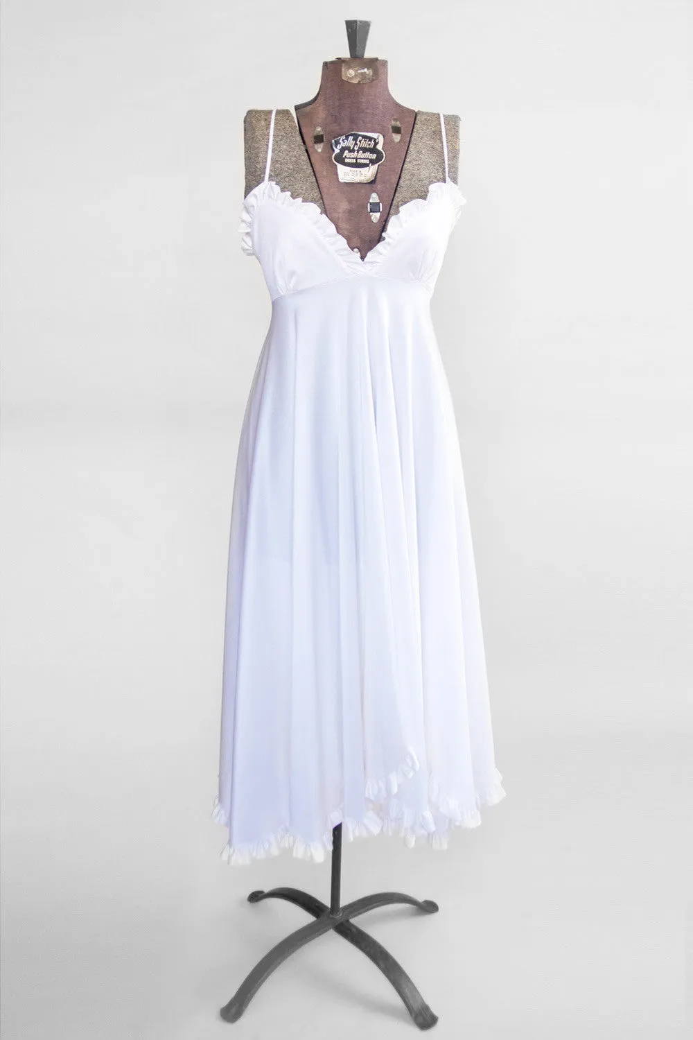 Women’s Vintage Intimates White Ruffle Slip - Ruffled Gown